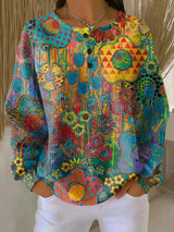 Alina Bunter Pullover mit Blumenmuster – Stylischer Damenpullover für Frühling/Sommer