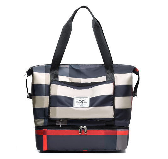 Foldable Travel Duffel Bag – Wet Compartment, 20-35L Capacity & Trolley Strap