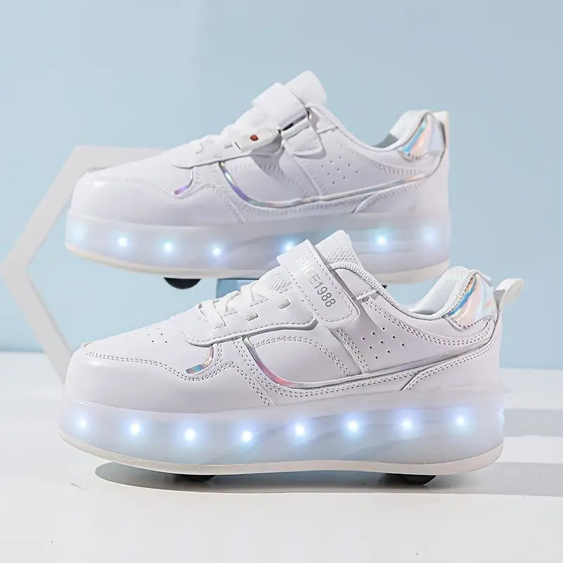 GlideGlow Trendy Roller Skates - White