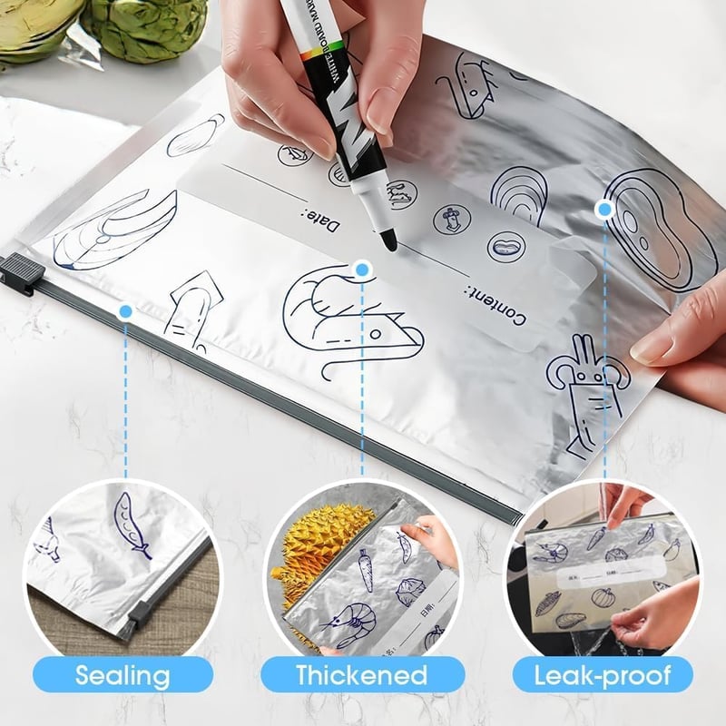 Optimized Product Title: **Wiederverwendbare Aluminiumfolie Frischhalte-Beutel – Bis zu 200 Anwendungen für Frische und Nachhaltigkeit**