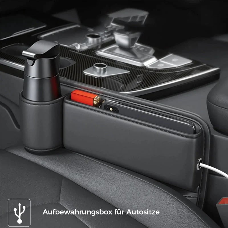Car Seat Gap Organizer – PU Leather, Cup & Phone Holder, 2-Pack