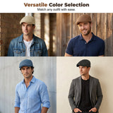 Men's Summer Flat Cap – Breathable Herringbone, Adjustable 55–59cm, UV Protection