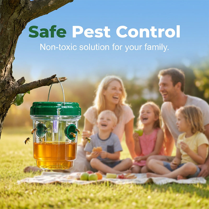 Solar Wasp Trap – LED Attractant, Dual-Entry & Reusable 2-Pack