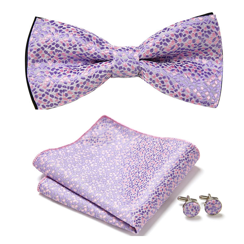 Men's Bow Tie Set – Pocket Square & Cufflinks, Polyester & 36 Designs