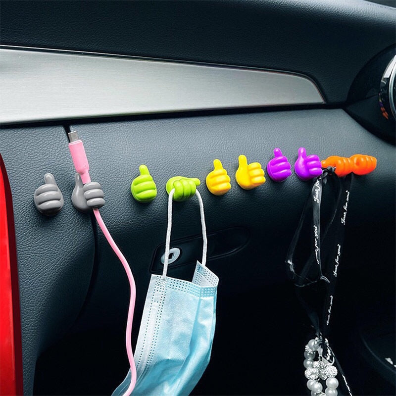 Silicone Thumb Hooks – Self-Adhesive Cable Organizers, 20-Pack, 8 Colors