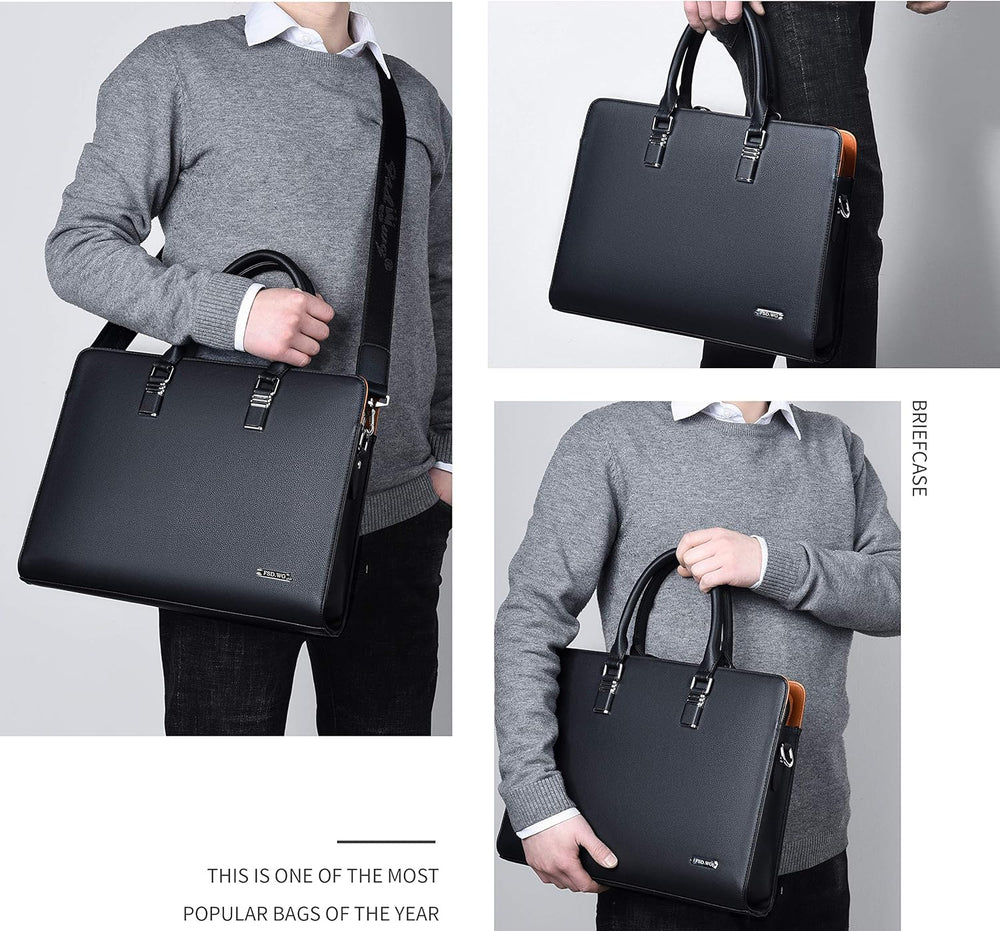Premium Genuine Leather Multi-Compartment Business Briefcase for Professionals - Stylish & Durable Work Bag