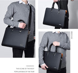 Premium Genuine Leather Multi-Compartment Business Briefcase for Professionals - Stylish & Durable Work Bag