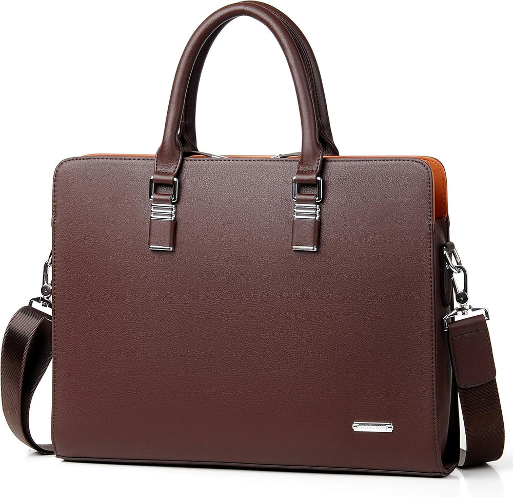 Premium Genuine Leather Multi-Compartment Business Briefcase for Professionals - Stylish & Durable Work Bag