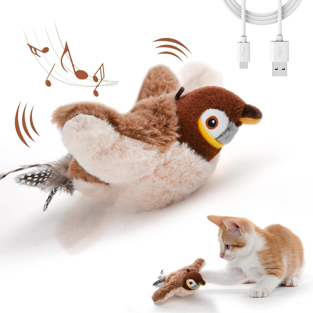 Interactive Cat Bird Toy – Motion Sensor, Chirping & Flapping, USB Rechargeable & Catnip