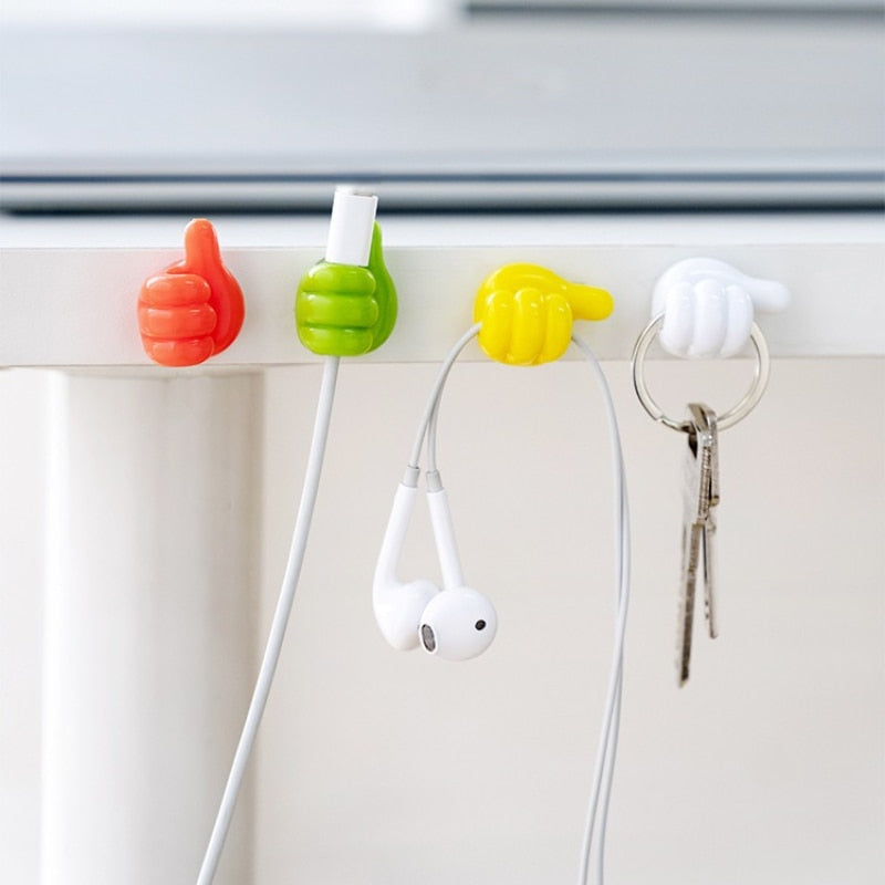 Self-Adhesive Cable Hooks – Silicone Thumb Design, 20-Pack, Multi-Surface
