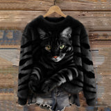 Optimized Product Title: "Gemütlicher Plüsch-Sweatshirt mit Tiger- und Tabby-Kätzchen-Design – Weiches, Warmes Damenoberteil für Tierliebhaber" 

This title includes relevant keywords while emphasizing comfort and target audience.