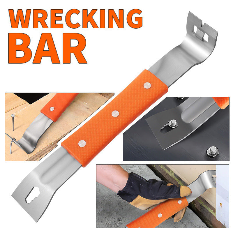 Stainless Steel Pry Bar – Nail Puller, Non-Slip Grip & 27cm Multi-Tool