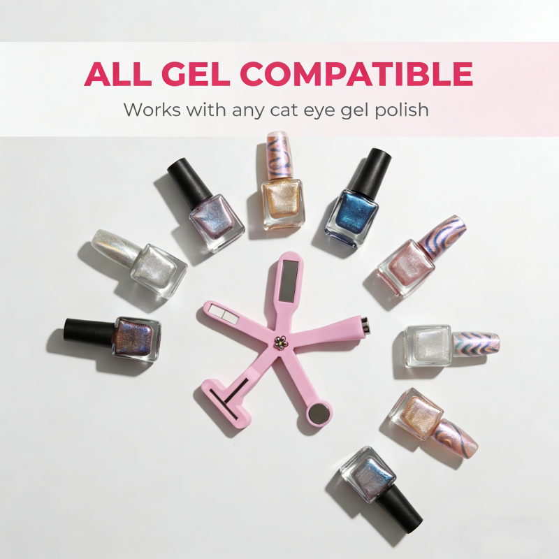 Magnetic Nail Art Tool – Cat-Eye & Galaxy Effects, 8 Patterns & Silicone Body