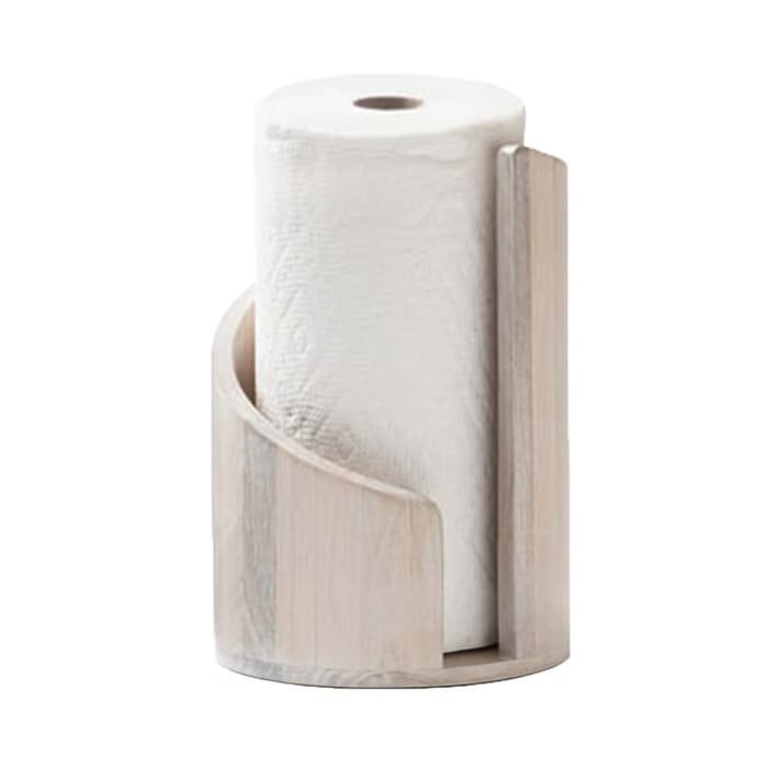 Wooden Paper Towel Holder – Solid FSC Wood, Metal Rod & Non-Slip Base