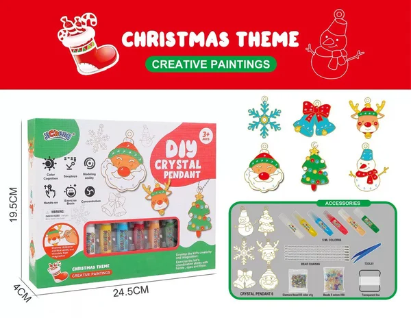 Kids Crystal Craft Kit – 30×30cm Canvas, No-Bake Glue & 9 Designs