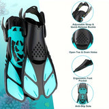 Adjustable Snorkel Fins – Short Blade, Open-Heel, Unisex S/M & L/XL