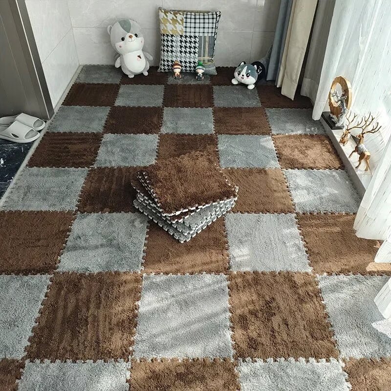 Plush Puzzle Rug Tiles – Foam, 30×30cm & Non-Slip Interlocking