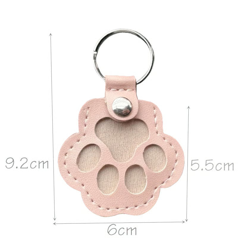 Paw-Shaped Keychain – PU Leather, 5.5cm, Keepsake Storage Compartment