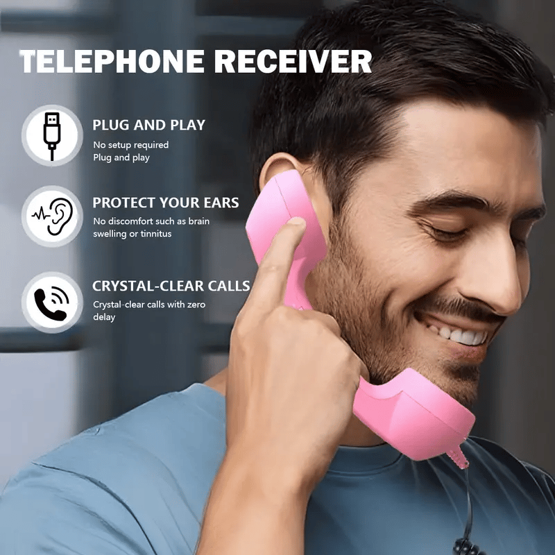 Retro Phone Handset – Ergonomic ABS, USB Plug & Play & Built-in Controls