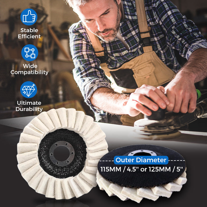 Wool Polishing Pads – 115mm & 125mm, 13,000 RPM for Angle Grinders