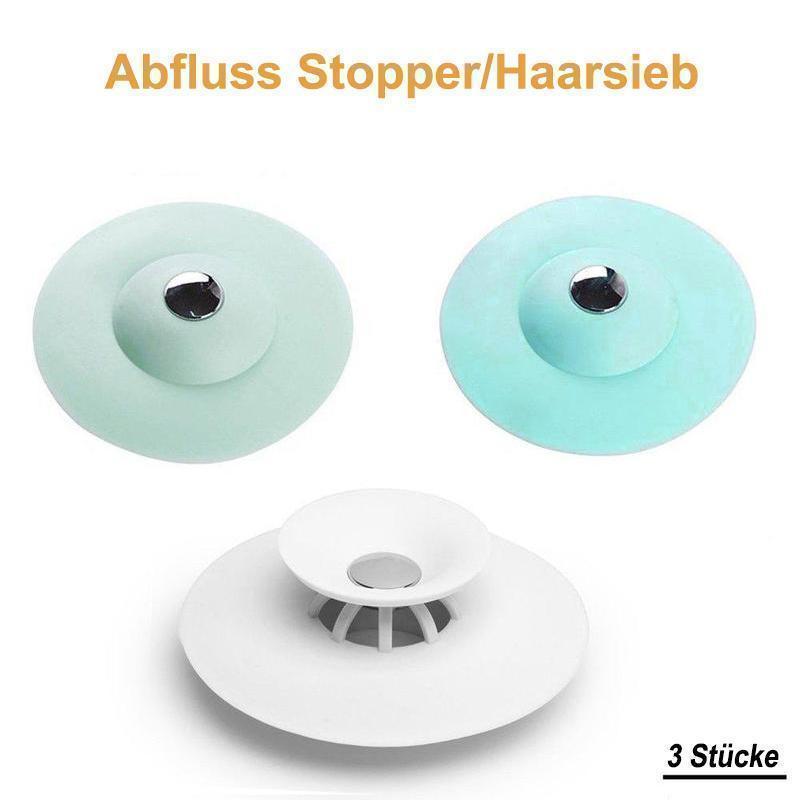 Drain Stopper with Hair Catcher – Push-Button, Silicone & Universal 4-5 cm Fit