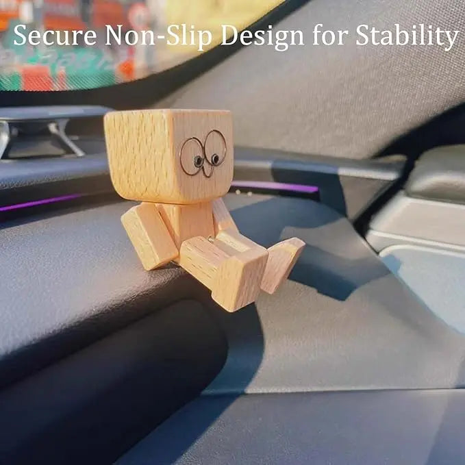 Handgemachte Holzfigur – Wippender Begleiter für Fröhliche Autofahrten | Perfektes Geschenk für Kinder und Autofans