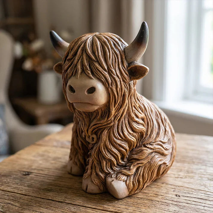 Highland Cow Resin Night Light – Decorative Lamp with Warm Amber Glow for Cozy Ambiance