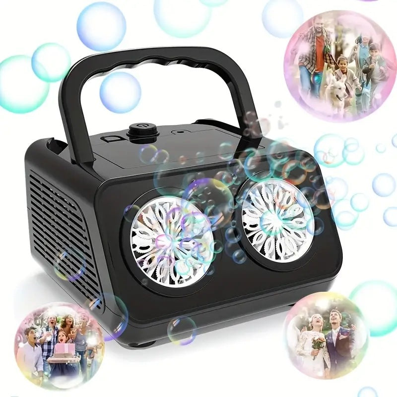 Bubble Machine – 26 Nozzles, 2000+ Bubbles/Min & Rechargeable Portable
