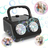 Bubble Machine – 26 Nozzles, 2000+ Bubbles/Min & Rechargeable Portable