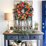 Peony & Pumpkin Door Wreath – Handcrafted, 40/50cm, Indoor & Outdoor