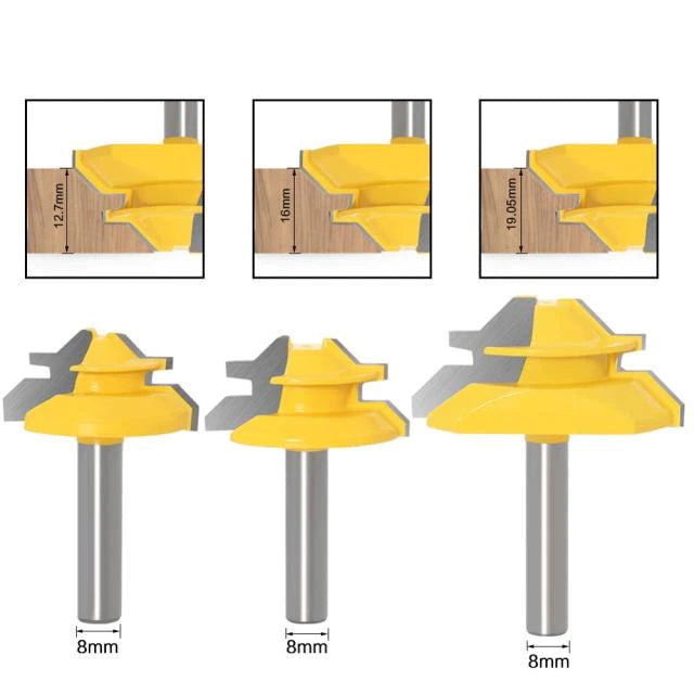45-Degree Miter Router Bit – 8mm Shank, Carbide Blade & Teflon Coated