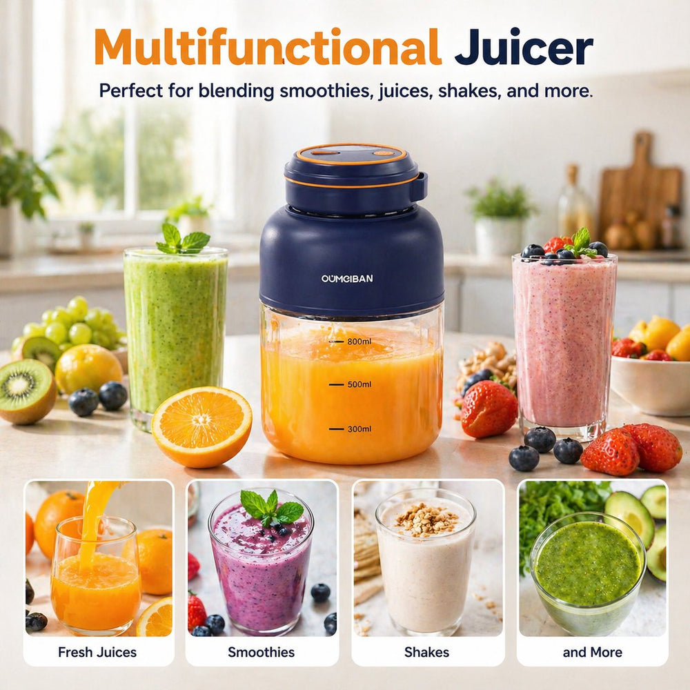 Portable Personal Blender – 800 ml, USB Rechargeable & Cordless