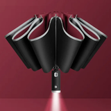 Windproof LED Umbrella – Automatic Open/Close, 105cm & Rechargeable Battery