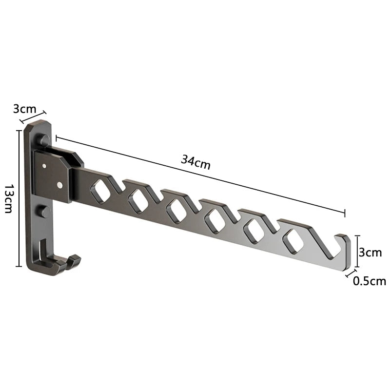 Folding Wall-Mounted Drying Rack – Aluminum, 180° Swivel & Space-Saving