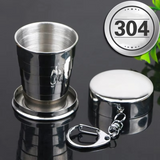 Collapsible Stainless Steel Cup – 150ml, Set of 3, Leak-Proof with Carabiner