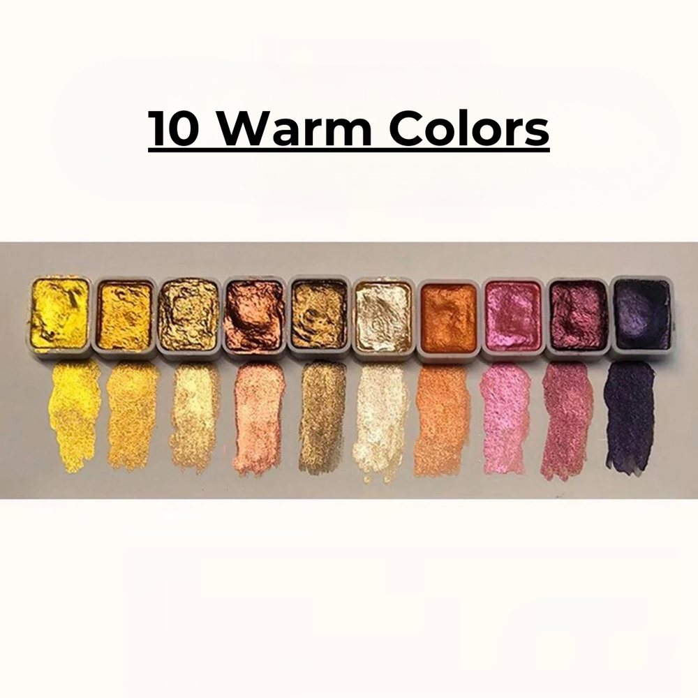 10-Color Pearl Shine Pigment Set with Mixing Palette - Vibrant Art Supplies for DIY Crafts & Painting