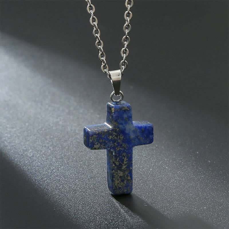 Seraphina Cross Necklace - Lapis Lazuli
