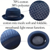 Pork Pie Mesh Hat – Breathable Summer Fedora, Unisex, Adjustable 58–60cm