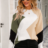 Patchwork Women's Sweater with Round Neck – Clara - 4