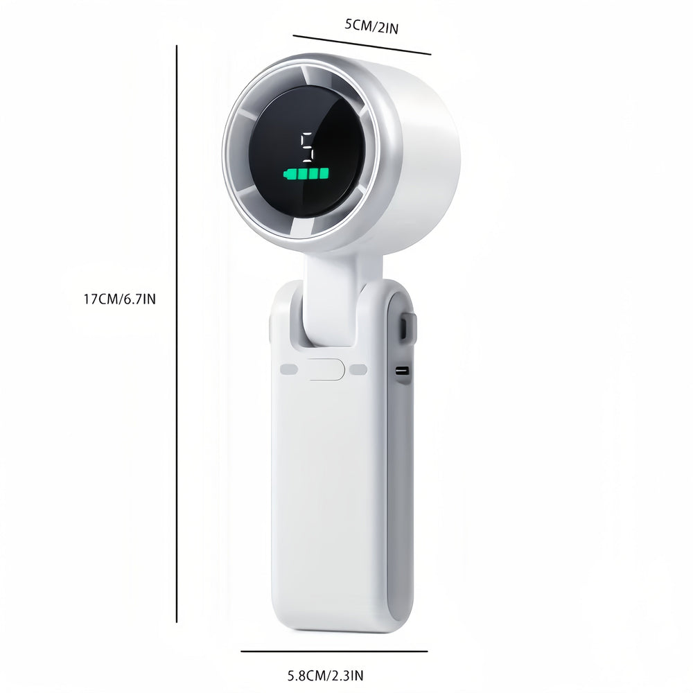 Portable Handheld Fan – USB-C Rechargeable, 5 Speeds & 180° Adjustable Tilt