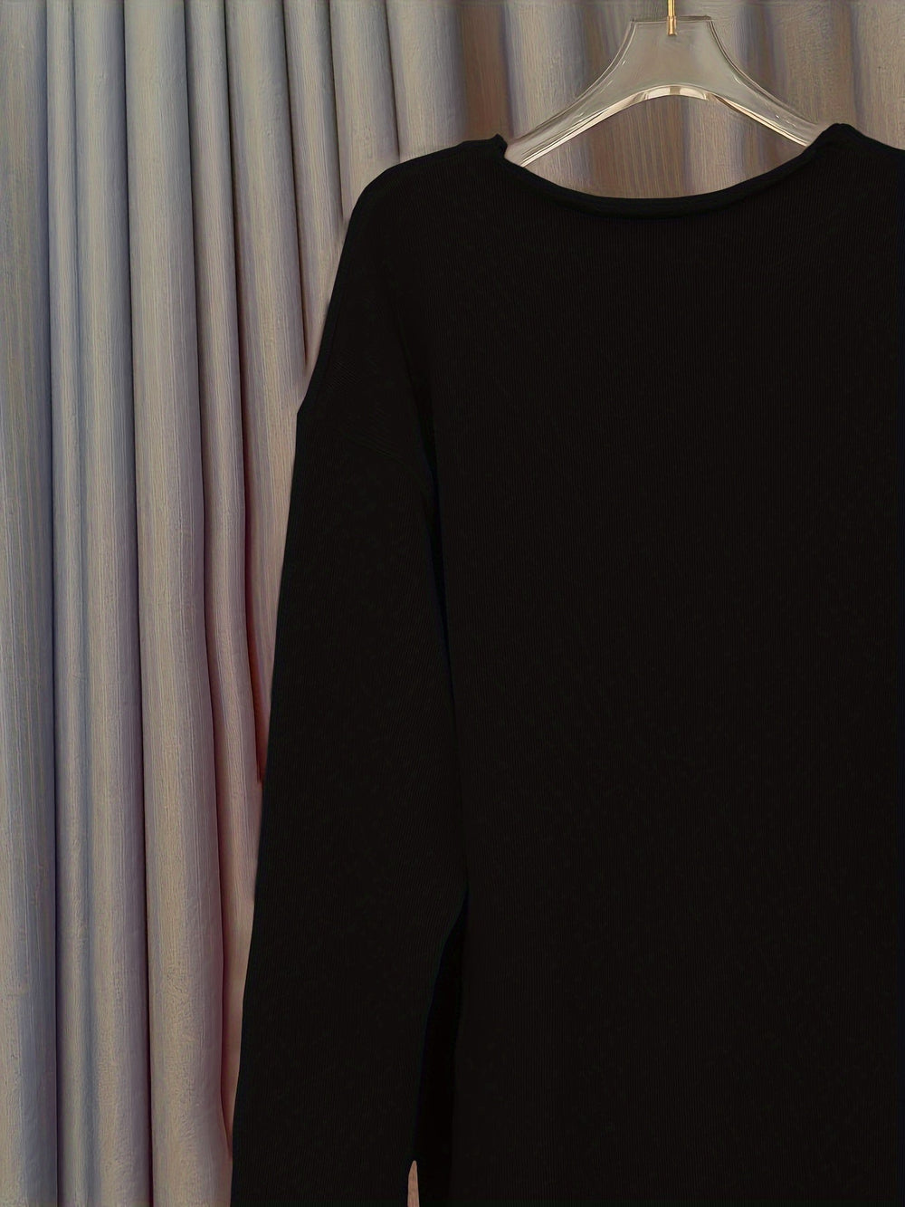 Ladies oversized jumper with V-neck & pattern - Alenia - 7