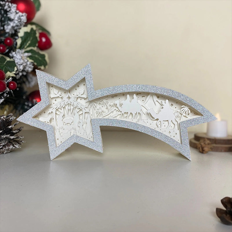 LED Wooden Christmas Star Light – Laser-Cut Nativity or Christmas Town