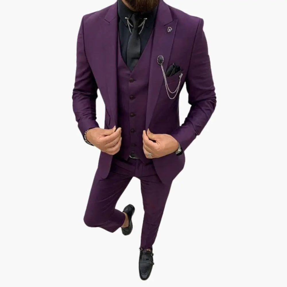 Men's Three-Piece Suit – Notch Lapel, Vest Included & Tailored Fit