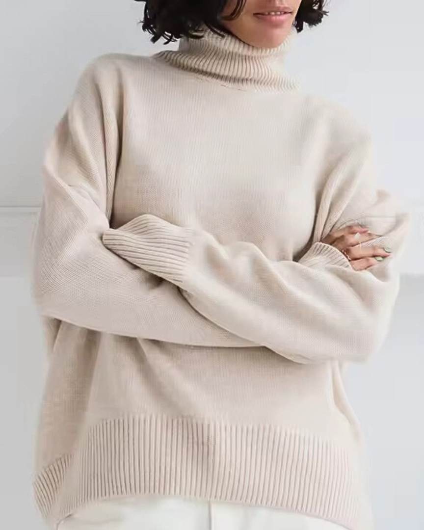 Lesley Oversized Roll Neck Sweater - Cozy Knit Pullover for Women