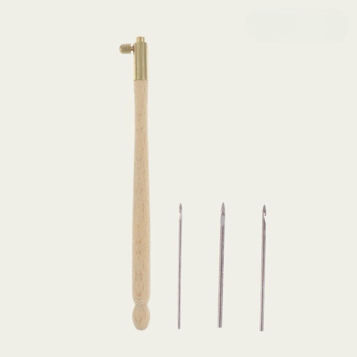 Tambour Beading Crochet Set – 3 Steel Needles 0.7-1.2mm, Aluminum Handle for Embroidery