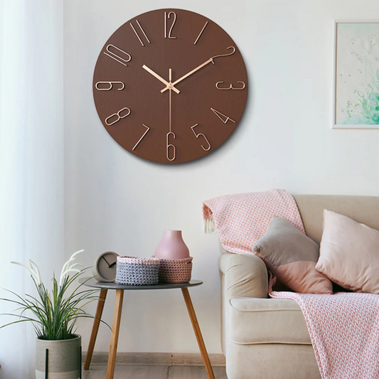 Wall Clock – Minimalist Gold Design, Quiet Quartz Movement &amp; 30cm Diameter