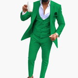 Men's Three-Piece Suit Set – Vest, Breathable Blazer & Notched Lapel Design