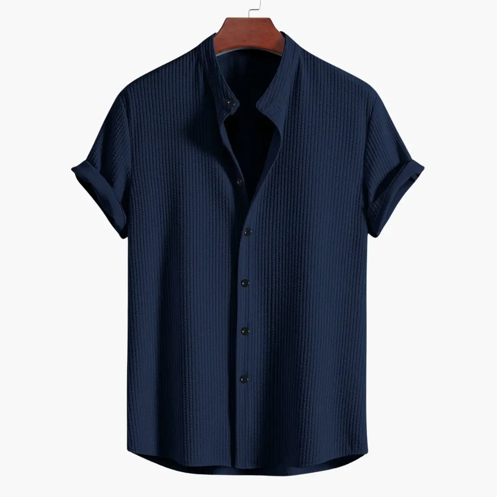 Men's Stand Collar Shirt – Slim Fit & Long Sleeve