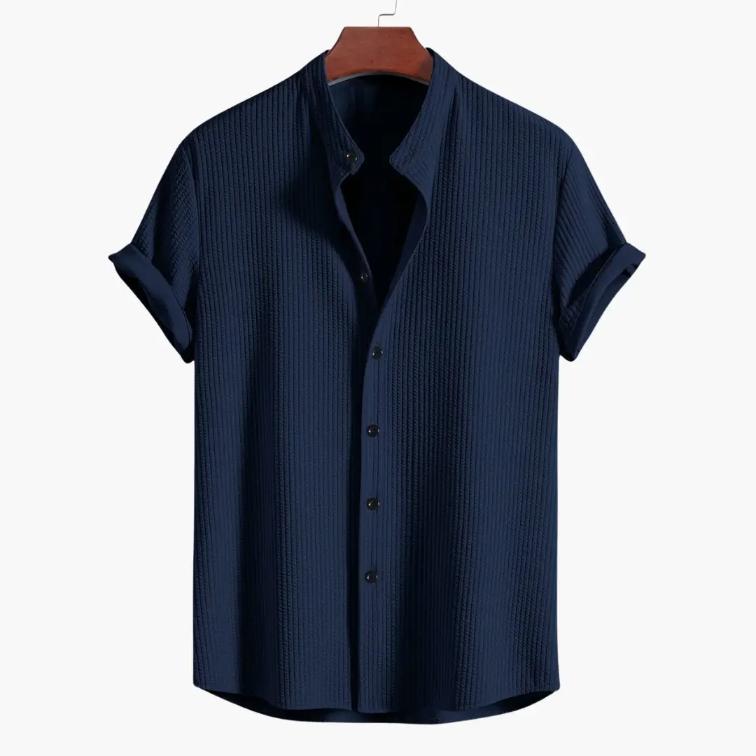Men's Shirt with Stand Collar - Slim Fit, Elegant & Modern