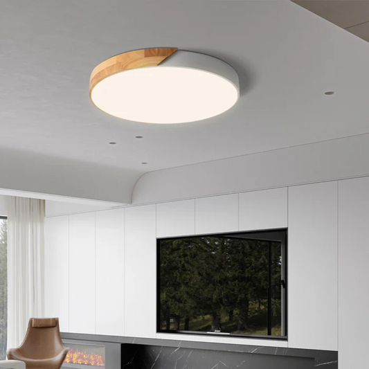 LED Ceiling Light – Modern Nordic Style, Wood Accents & Multiple Sizes